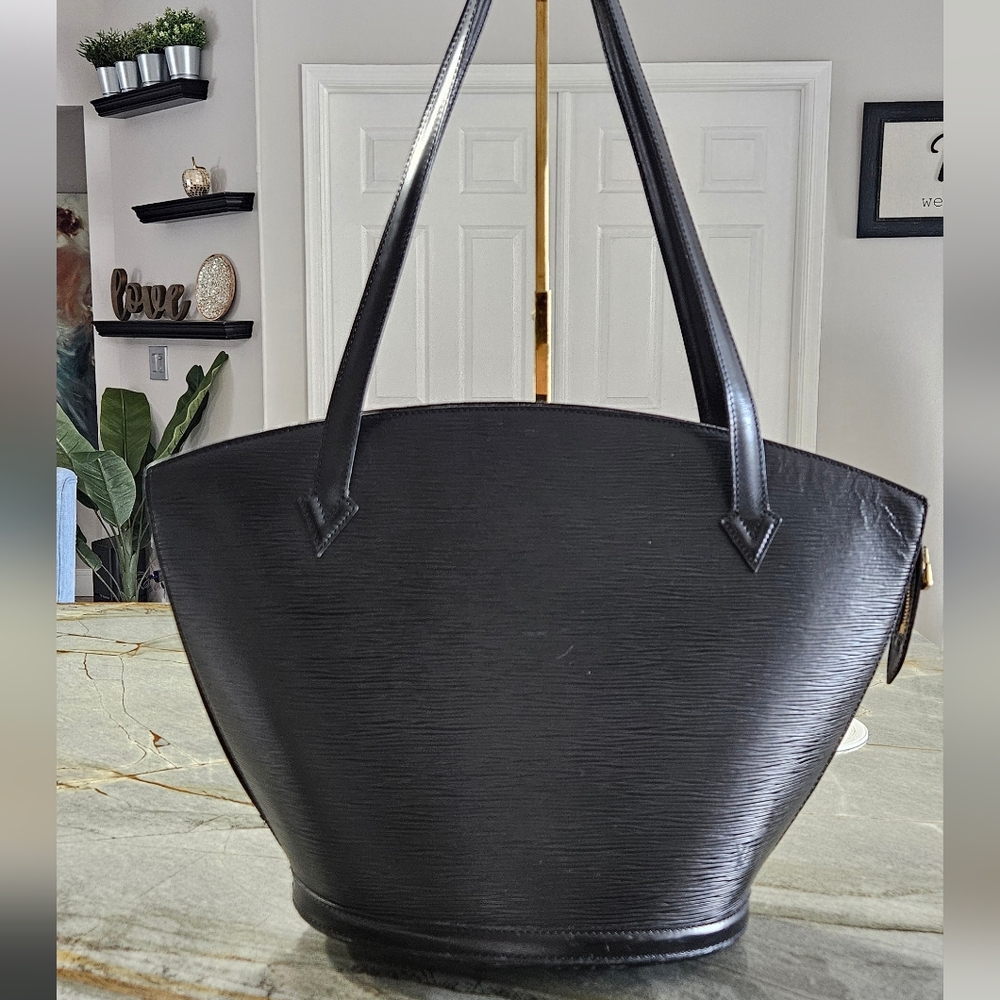 Louis Vuitton Black Epi Leather Saint Jacques GM Tote Shoulder Bag Vintage 1993